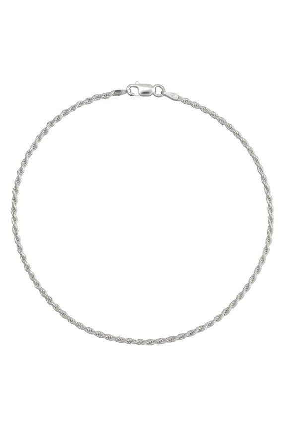 Ladies Sterling Silver 040 Rope Anklet 10 inch white color