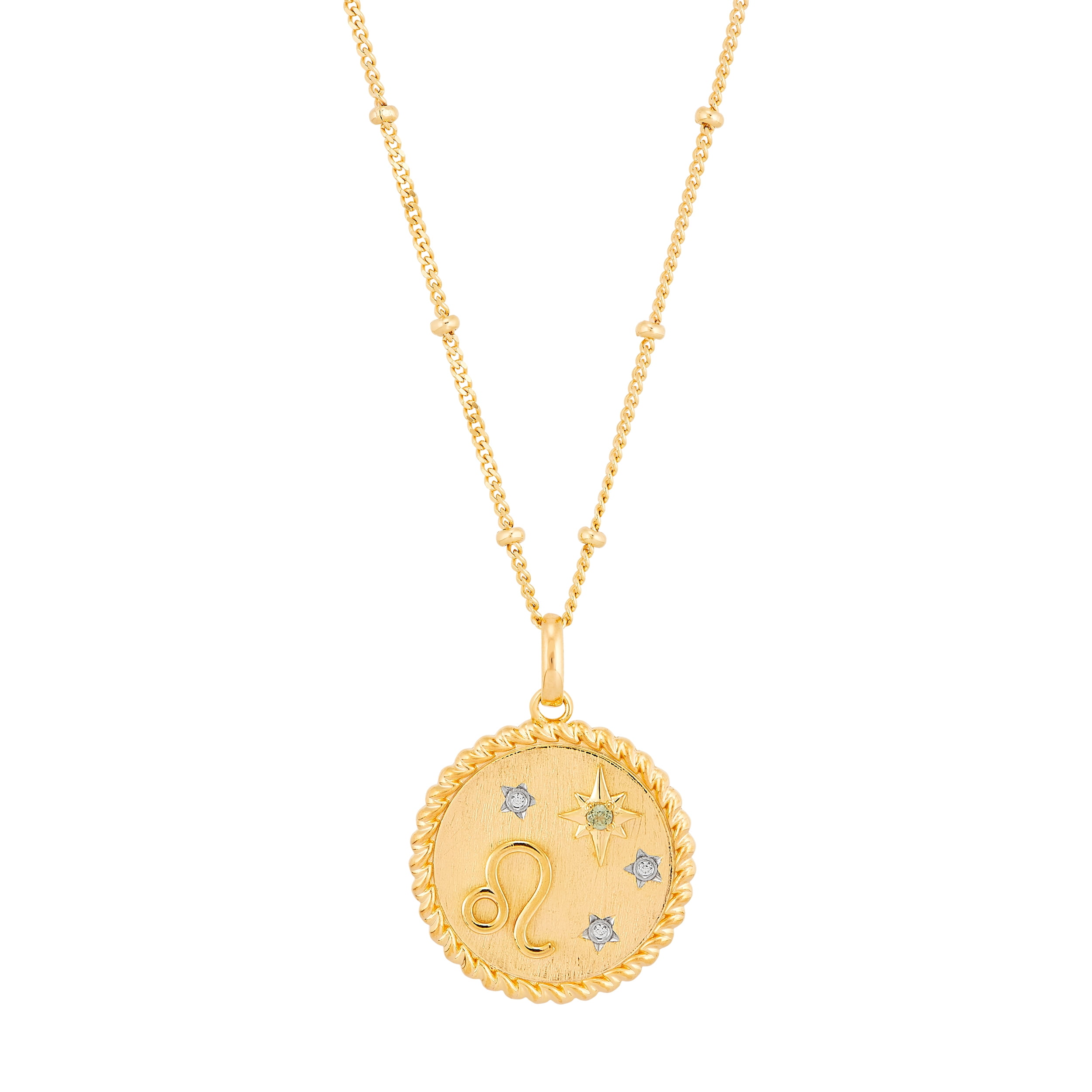 Brilliance Fine Jewelry Leo Symbol Pendant in Sterling Silver and 14K Gold Plate,20"