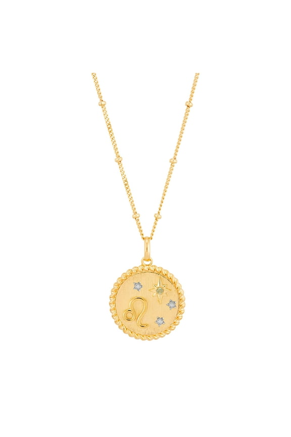 Leo Symbol Pendant in Sterling Silver and 14K Gold Plate,20"