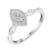 BRILLIANCE FINE JEWELRY Marquise 1/4 Carat Lab Grown Diamond Bridal Ring in Sterling Silver