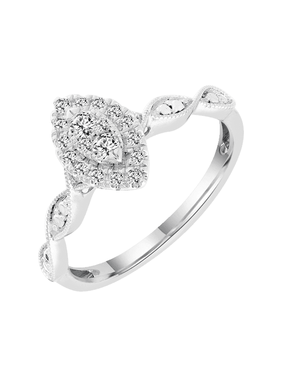 Marquise 1/4 Carat Lab Grown Diamond Bridal Ring in Sterling Silver