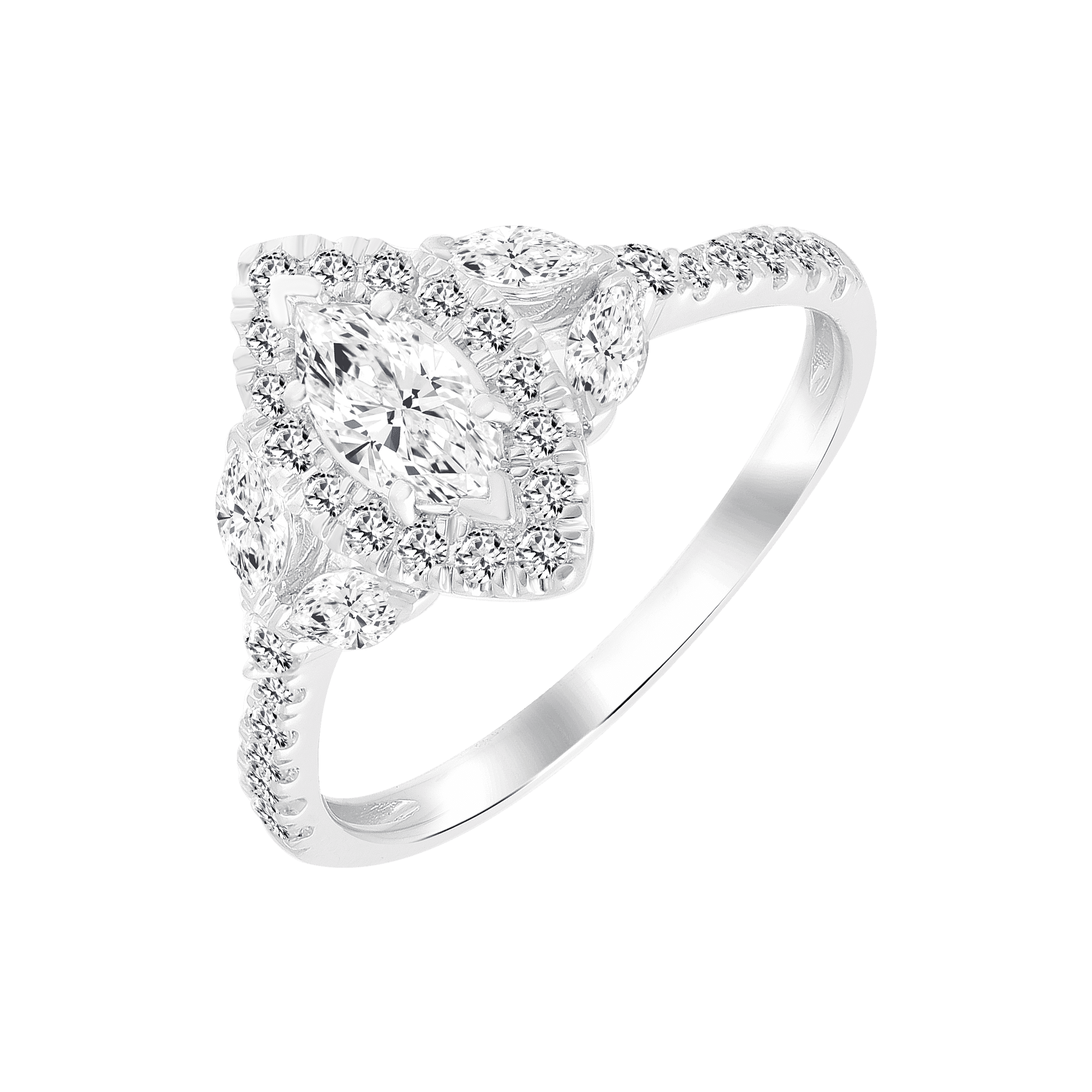 Brilliance Fine Jewelry Marquise 1 Carat Lab Grown Diamond Engagement Ring in Sterling Silver