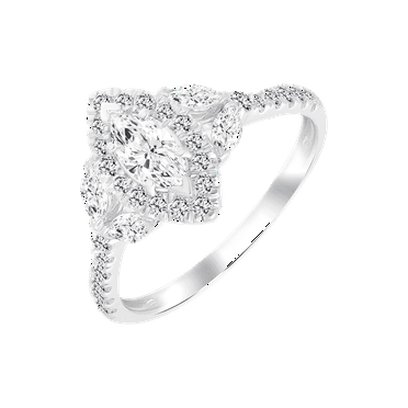 Brilliance Fine Jewelry Marquise 1 Carat Lab Grown Diamond Bridal Ring in Sterling Silver