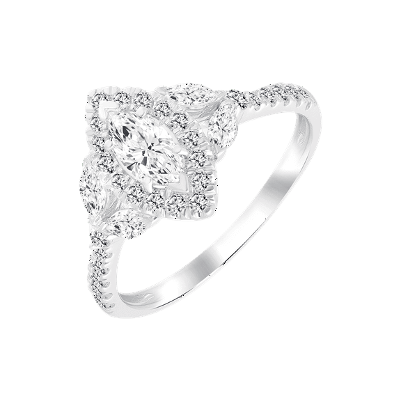 Brilliance Fine Jewelry Marquise 1 Carat Lab Grown Diamond Bridal Ring in Sterling Silver
