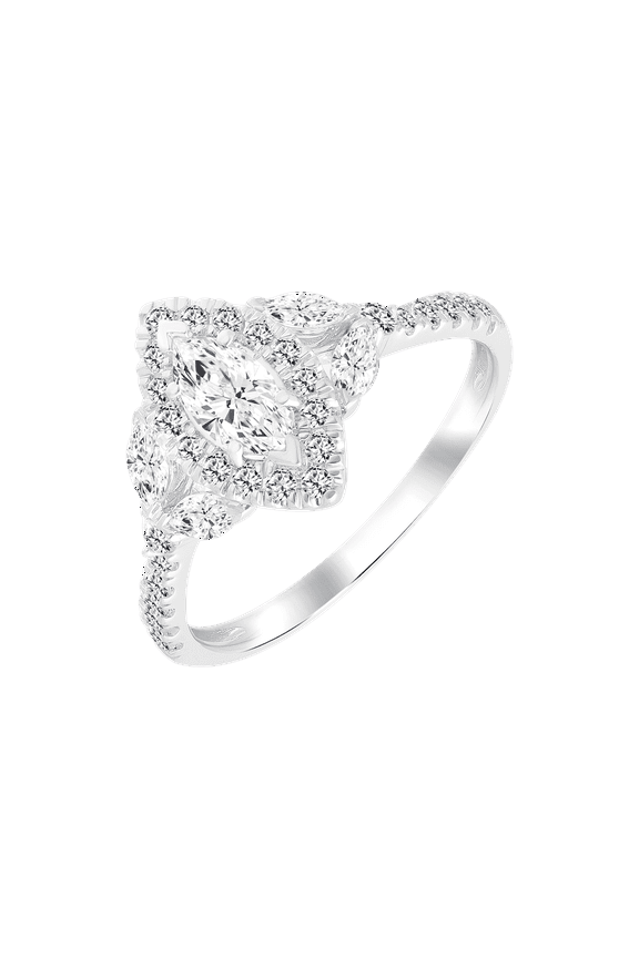 Marquise 1 Carat Lab Grown Diamond Engagement Ring in Sterling Silver