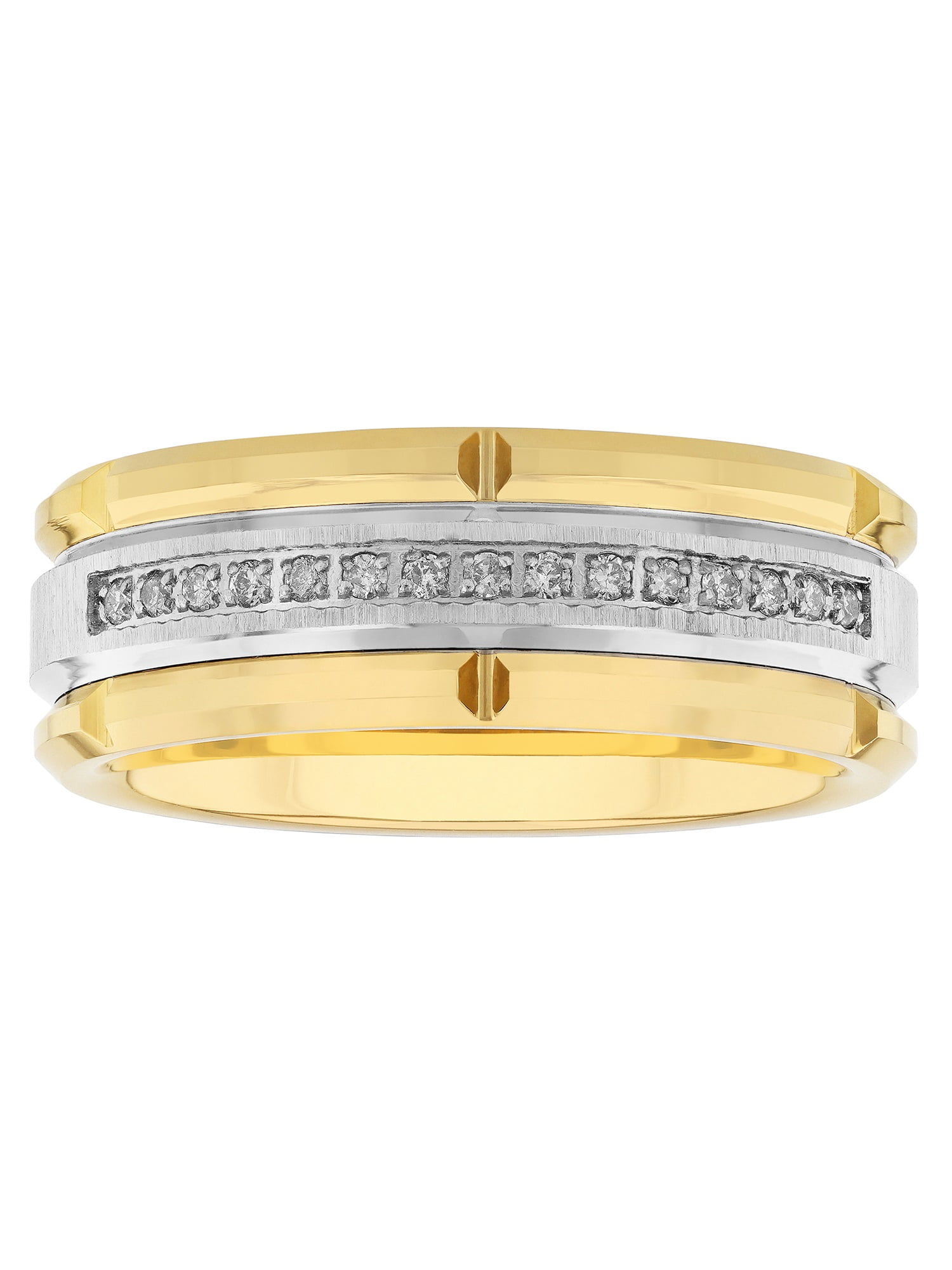 Brilliance Fine Jewelry Men's 1-10 C.t.t.w. Diamond Ring in Yellow Gold Tone Tungsten - Wedding Band