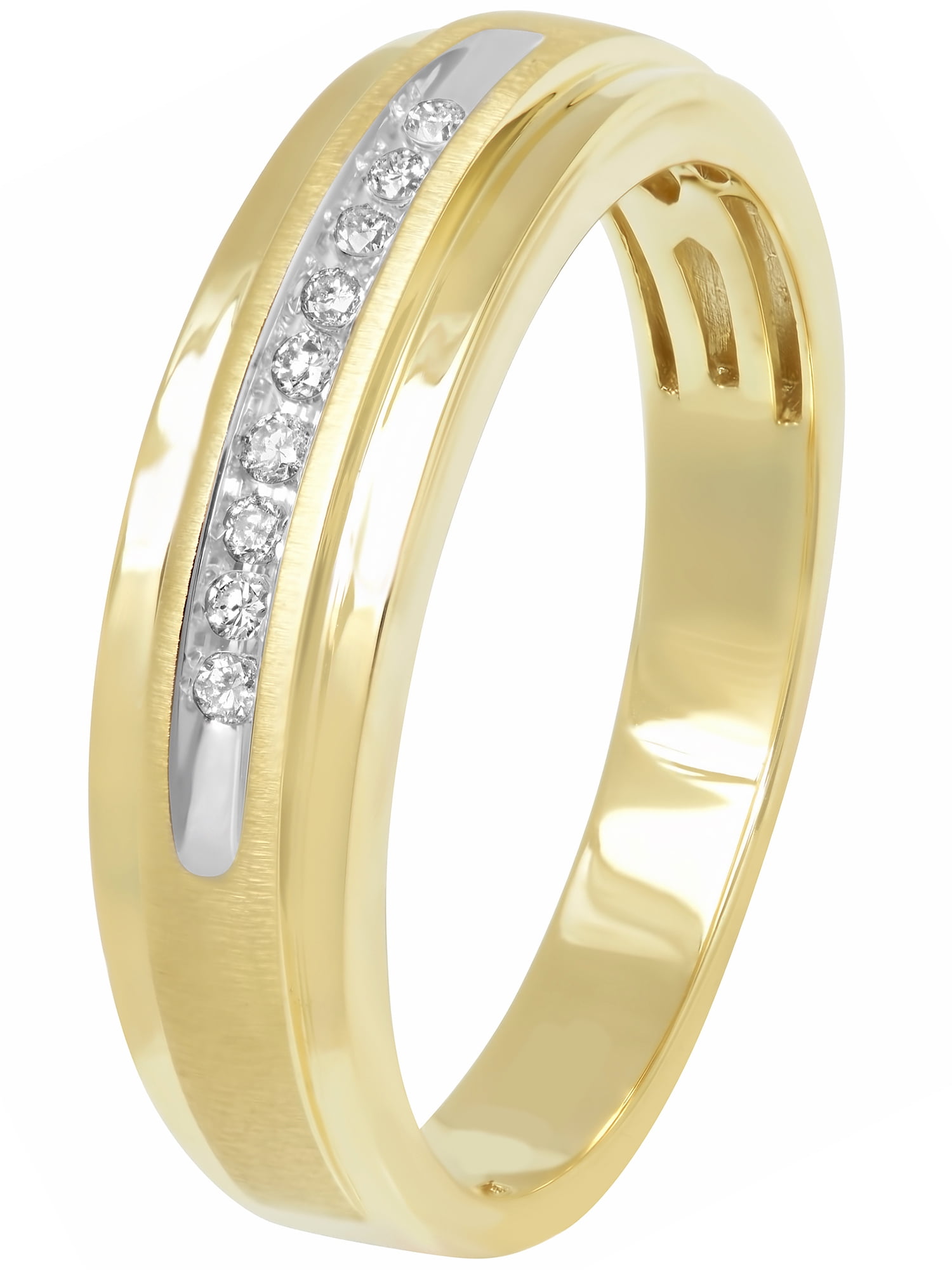 Brilliance Fine Jewelry Men's 10K Yellow Gold Diamond Accent Gents Ring - Size 10