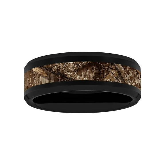 Brilliance Fine Jewelry Men's Black Tungsten Brown Camo Center 8MM Wedding Band - Men's Ring