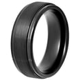 thumbnail image 1 of Brilliance Fine Jewelry Men's Black Tungsten Step Edge Satin Comfort Fit 8MM Wedding Band - Mens Ring, 1 of 5