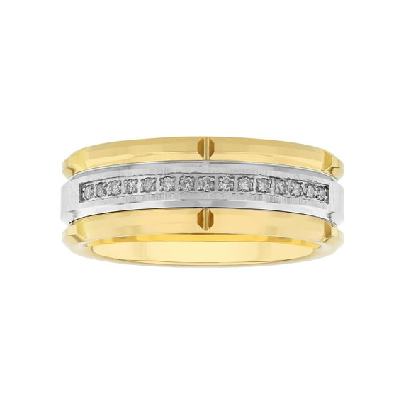 Brilliance Fine Jewelry Men's Comfort Fit Yellow Gold Tone Tungsten Diamond Wedding Band
