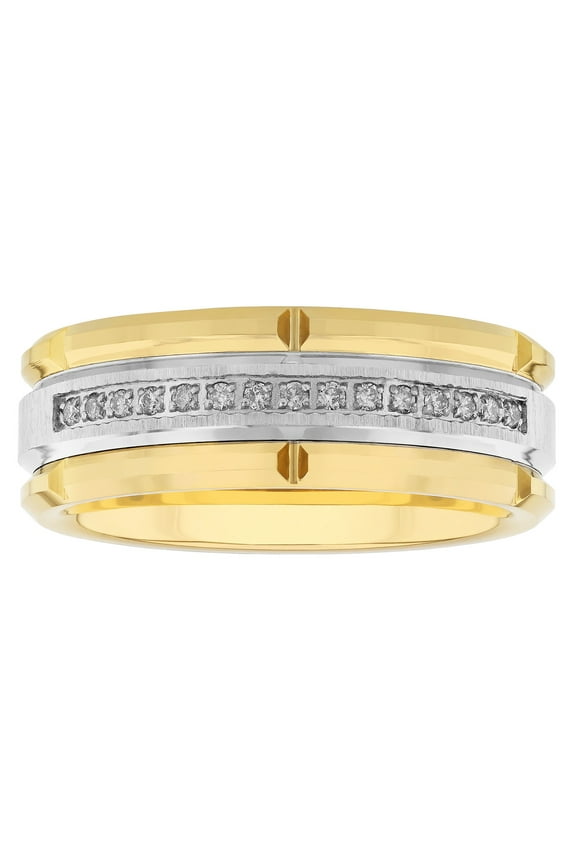 Men's Comfort Fit Yellow Gold Tone Tungsten Diamond Wedding Band