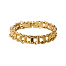 Brilliance  Fine Jewelry Men's  Gold Plated Stainless Steel Railway Bracelet, 8.5"