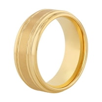 Brilliance Fine Jewelry Men's Gold-Tone Tungsten Grooved Step Edge 9MM Wedding Band - Men's Ring