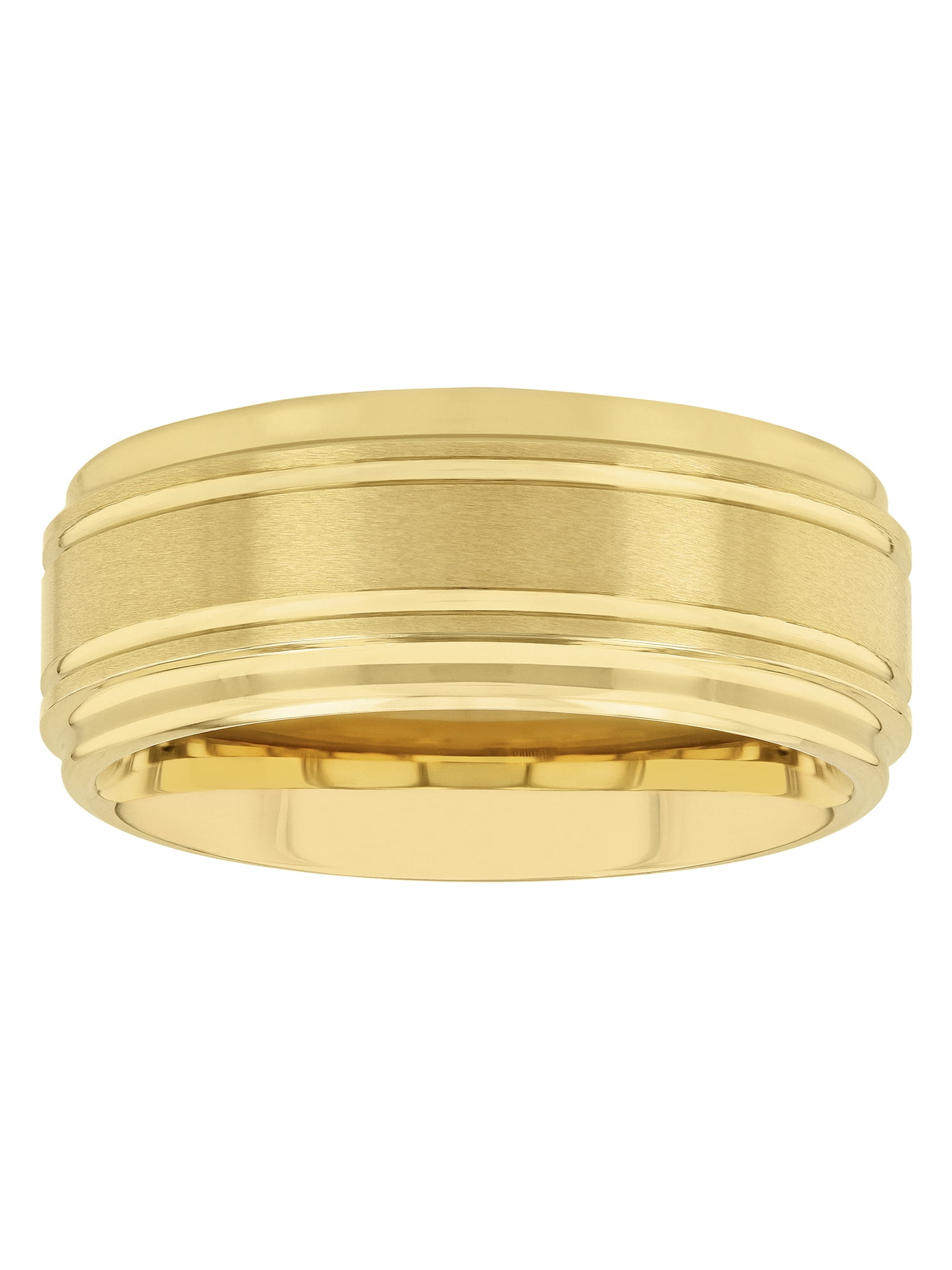 Men's Yellow-Tone Tungsten Grooved Step Edge 9MM Wedding Band by Brilliance Fine Jewelry - Men's Ring