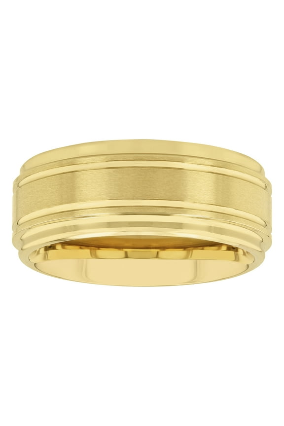 Men's Yellow-Tone Tungsten Grooved Step Edge 9MM Wedding Band by Brilliance Fine Jewelry - Men's Ring