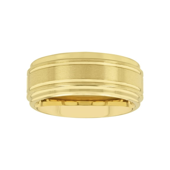 Men's Yellow-Tone Tungsten Grooved Step Edge 9MM Wedding Band by Brilliance Fine Jewelry - Men's Ring