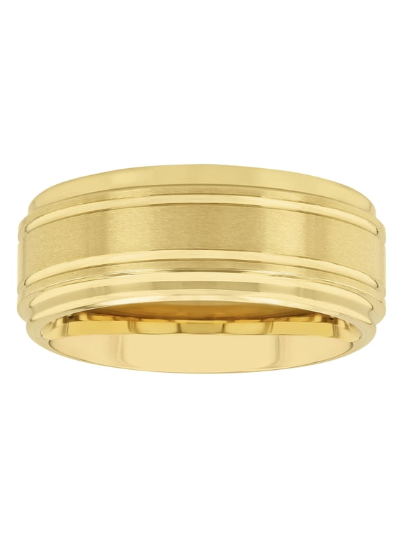 Men's Yellow-Tone Tungsten Grooved Step Edge 9MM Wedding Band by Brilliance Fine Jewelry - Men's Ring