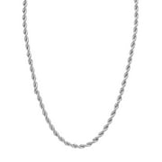 Men's Silver-Tone Stainless Steel 2.3MM Rope Link 20" Chain Necklace - Brilliance Fine Jewelry