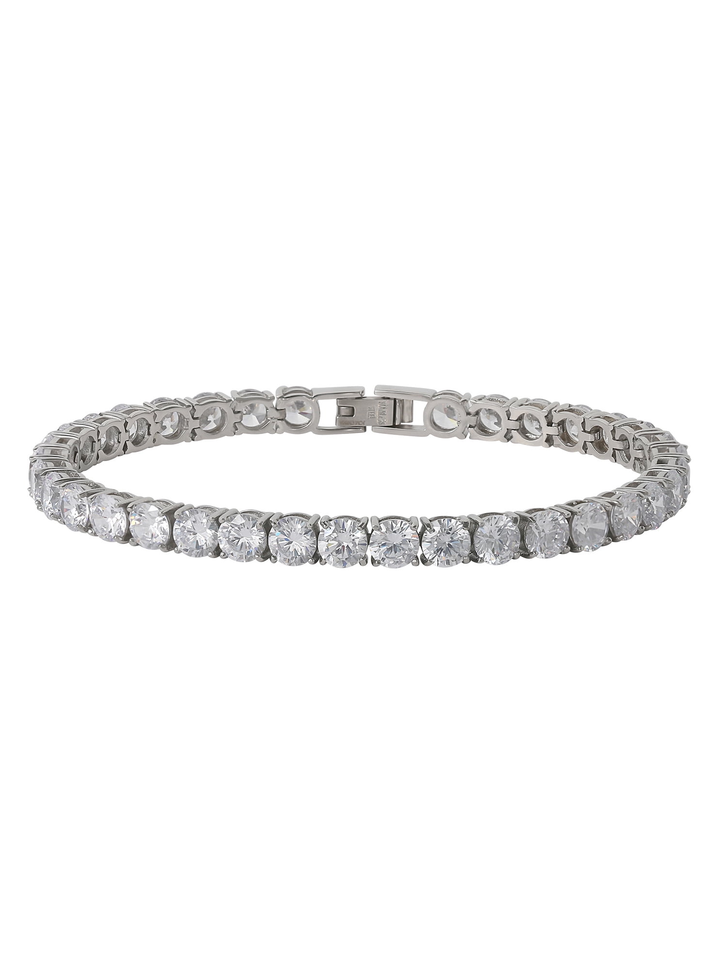 Brilliance Fine Jewelry Men’s Stainless Steel Simulated Diamond 6mm Bracelet, 8.25″