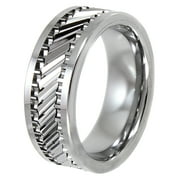 Brilliance Fine Jewelry Mens Tungsten 8MM Gear Pattern Wedding Band, Tungsten, Comfort-Fit