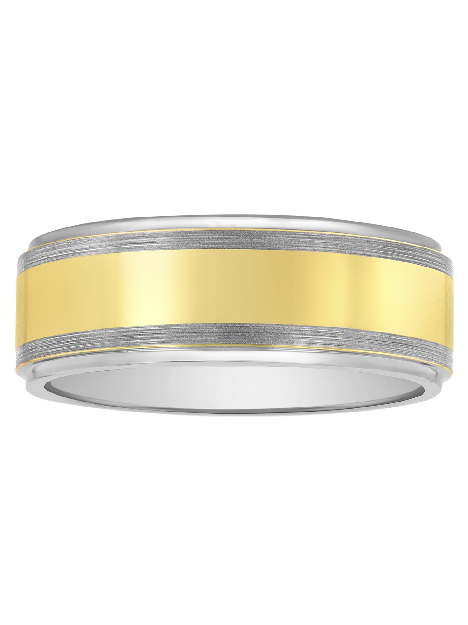 Brilliance Fine Jewelry Men's Tungsten With Yellow Finish High Polish Center Band - Wedding Band