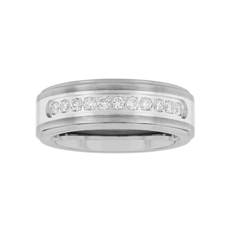 Brilliance Fine Jewelry Mens 3/8 Ctw Lab-Grown Diamond Tungsten & Stainless Steel Wedding Band - Mens Ring