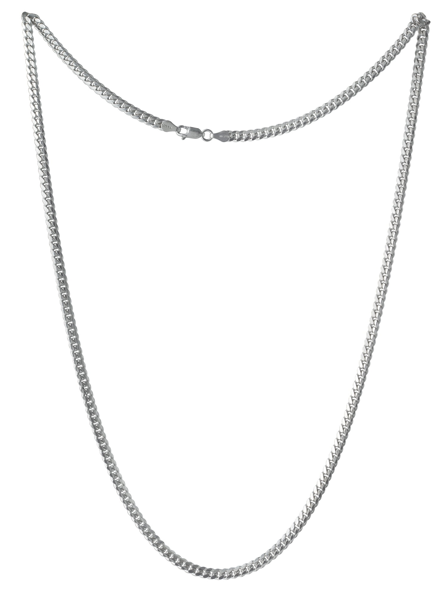 Brilliance Sterling Silver Cuban Miami Chain Necklace for Adults, 24 Inch