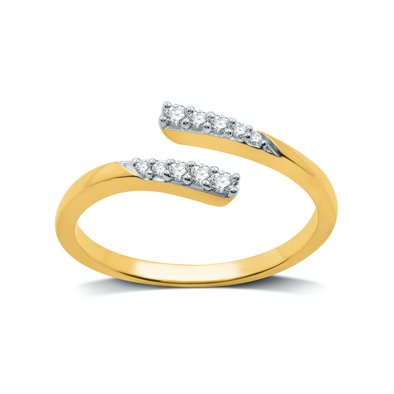 Brilliance Fine Jewelry Modern Collection 1/10 Ct Lab Grown Diamond Bypass  Sterling Silver with 14KT Gold Plating Ring