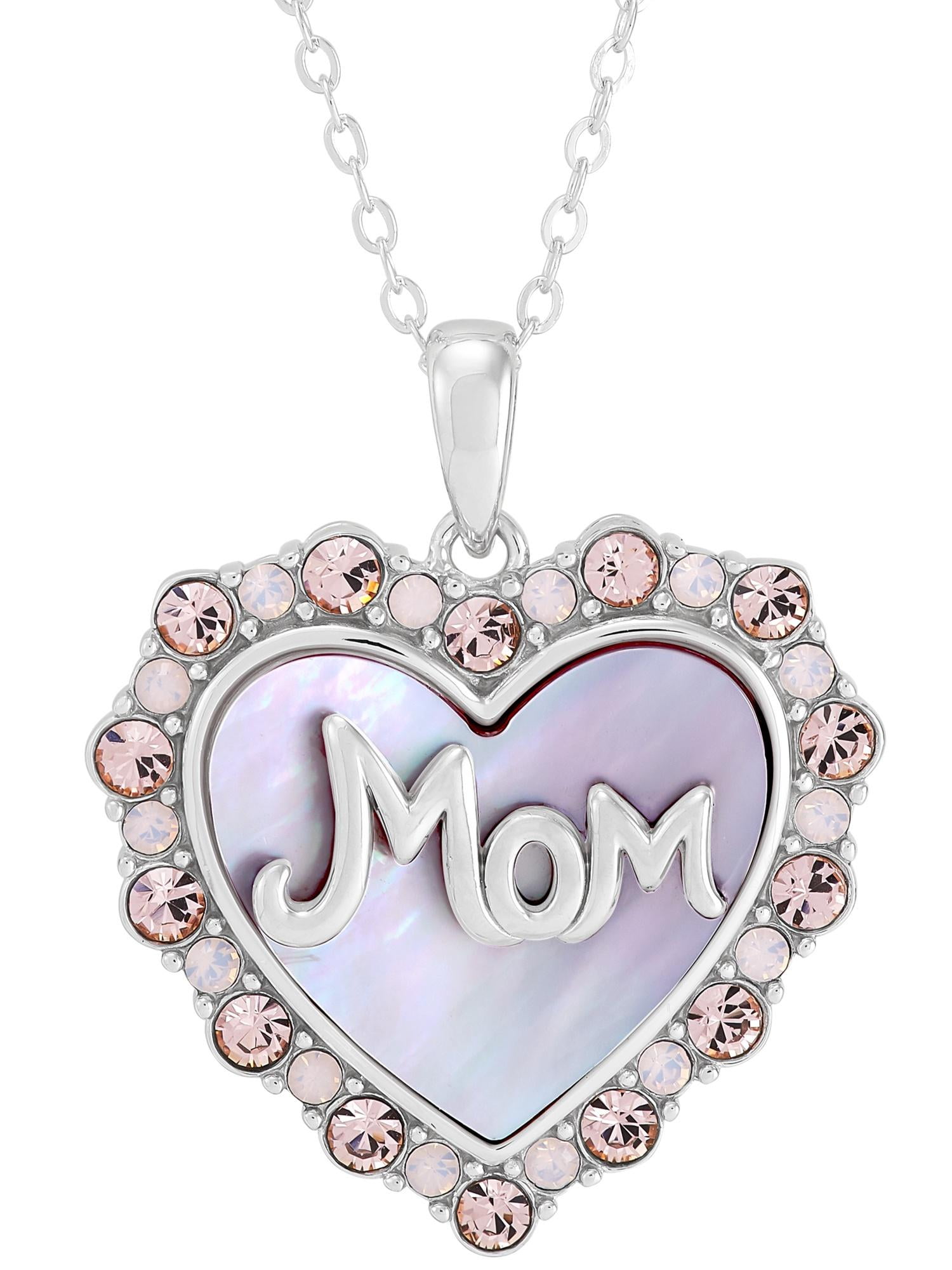 Brilliance Fine Jewelry Mother of Pearl Crystal Mom Heart Adjustable ...