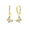 thumbnail image 1 of Brilliance Fine Jewelry Multi Colored Cubic Zirconia Butterfly 14K Gold Over Silver Huggie Earrings, 1 of 5