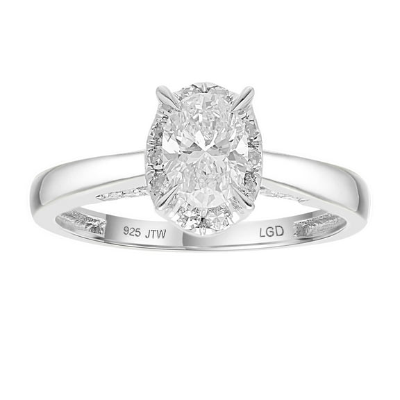 Brilliance Fine Jewelry Oval 1 Carat Lab Grown Diamond Engagement Ring in Sterling Silver