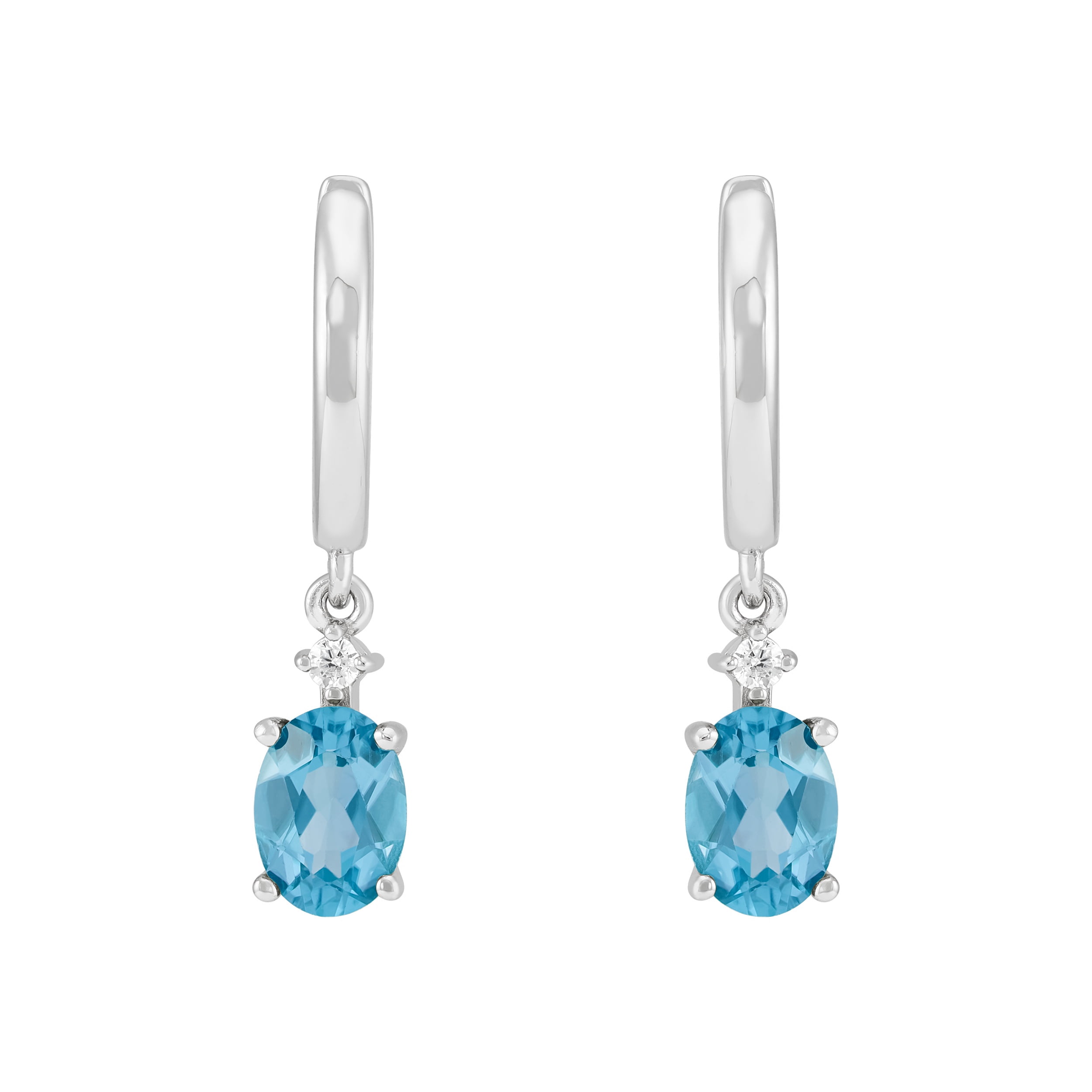 Brilliance Fine Jewelry Oval Blue Topaz Drop Earrings in Sterling Silver
