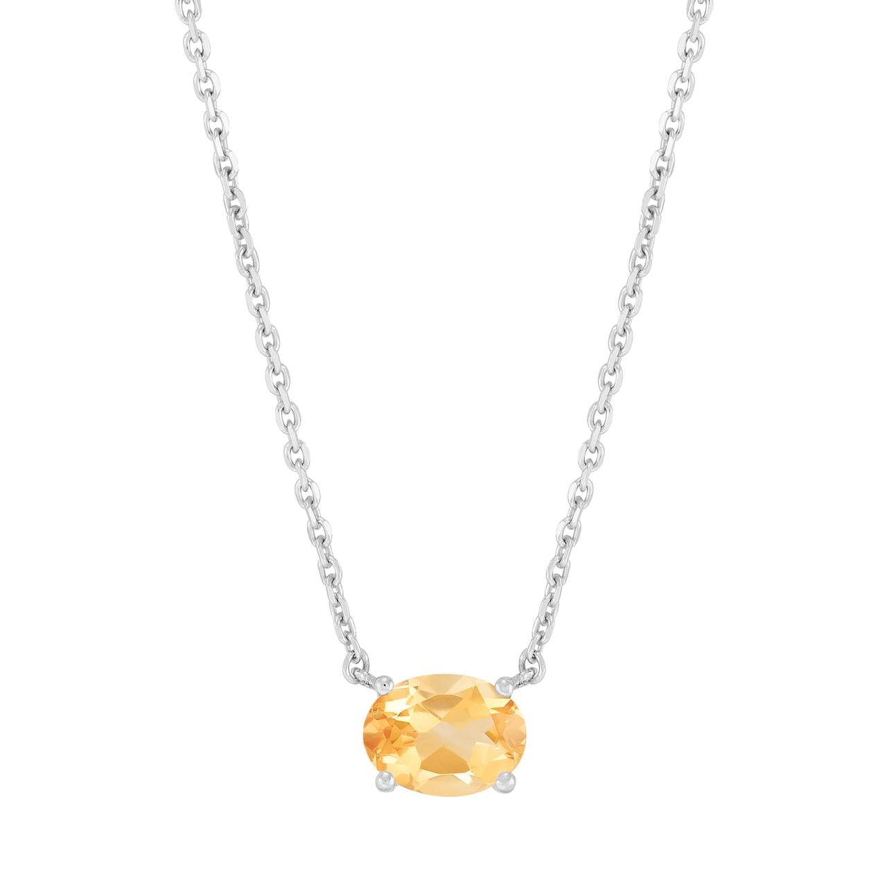 Brilliance Fine Jewelry Oval Citrine Necklace in Sterling Silver