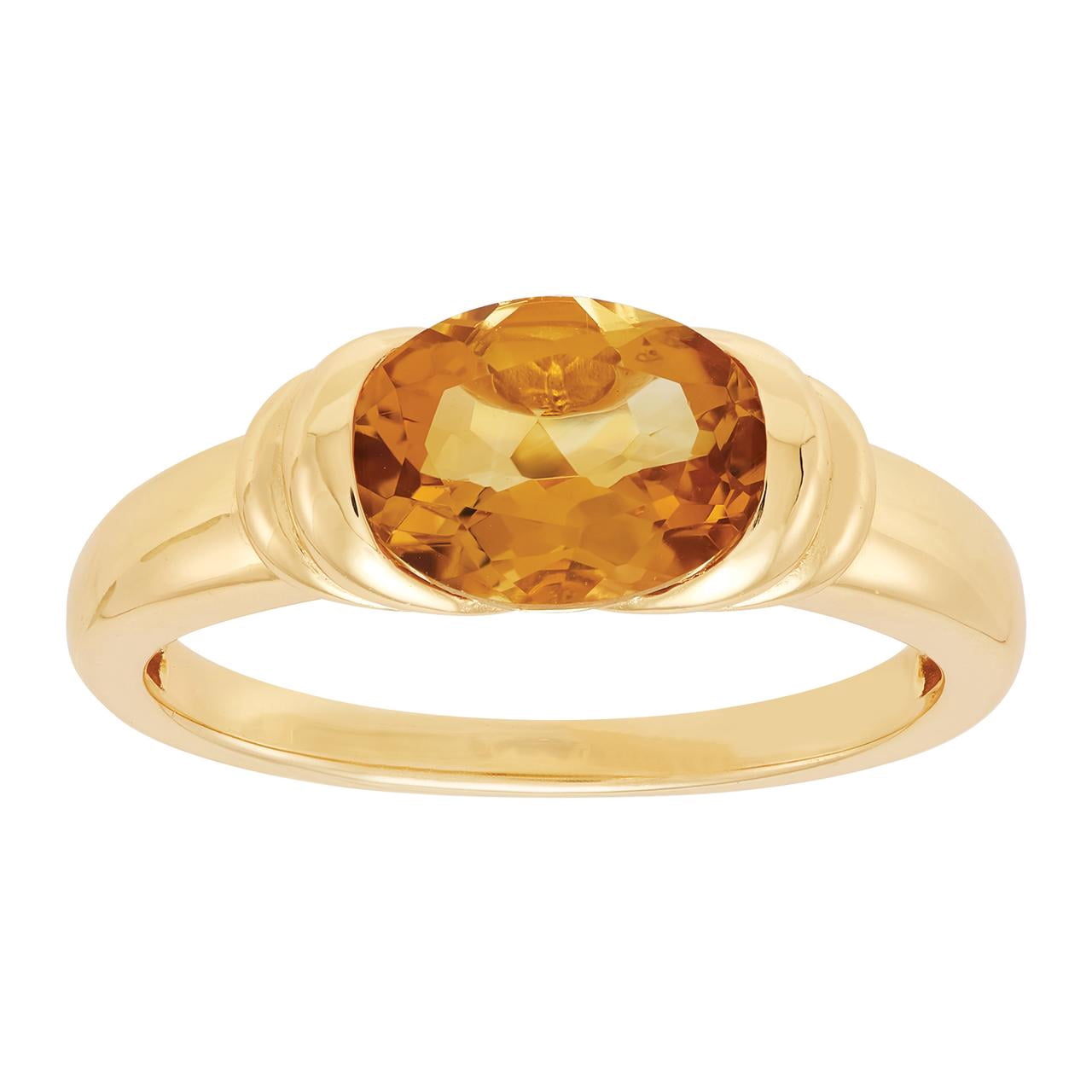 Brilliance Fine Jewelry Oval Citrine Ring in Sterling Silver and 14KT Gold Plate