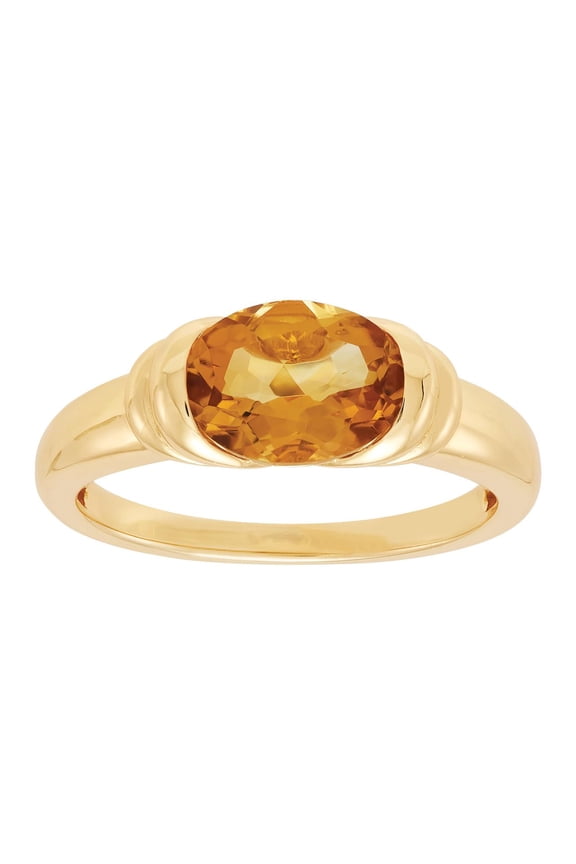 Oval Citrine Ring in Sterling Silver and 14KT Gold Plate