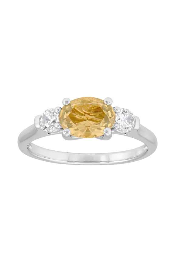 Oval Citrine Ring in Sterling Silver