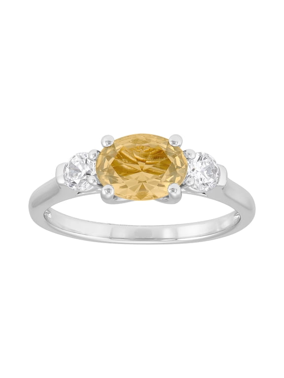 Sterling Silver Oval Citrine Ring, Size 7