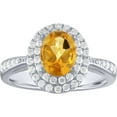 thumbnail image 1 of Brilliance Fine Jewelry Oval Double Halo Citrine and Cz Ring in Sterling Silver, 1 of 2
