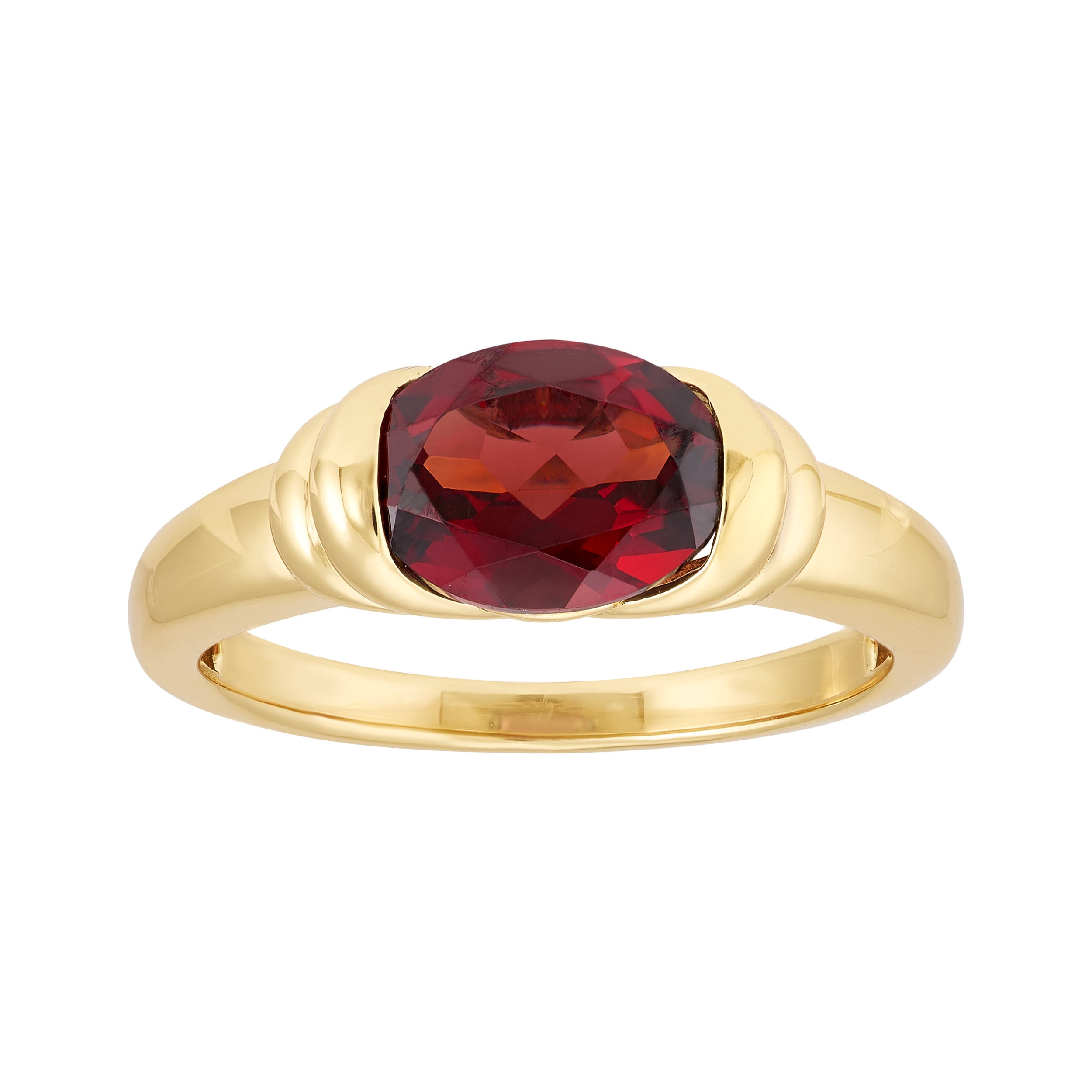 Brilliance Fine Jewelry Oval Garnet Ring in 14KT Gold Plated Sterling Silver