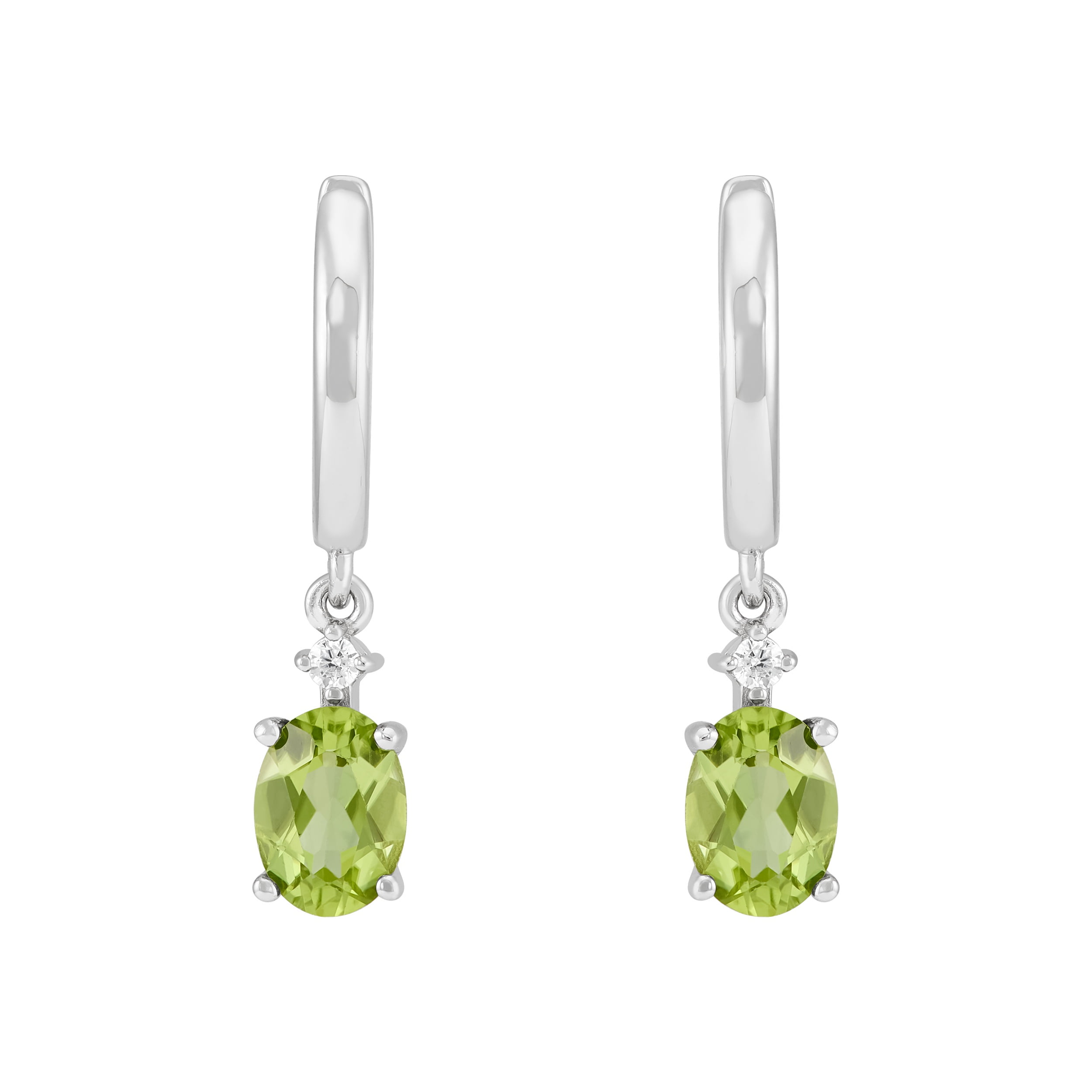 Brilliance Fine Jewelry Oval Peridot Drop Earrings in Sterling Silver
