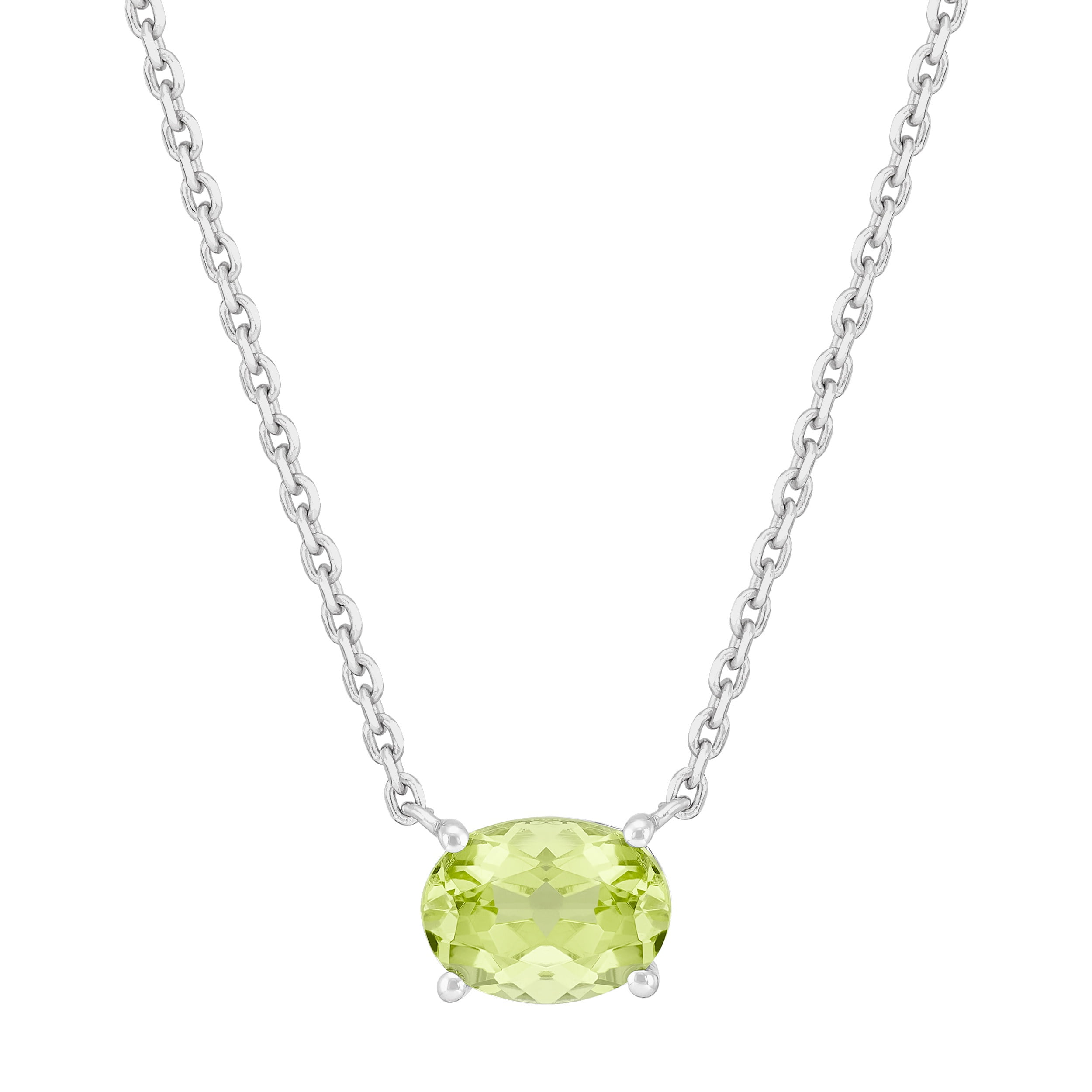 Brilliance Fine Jewelry Oval Peridot Necklace in Sterling Silver