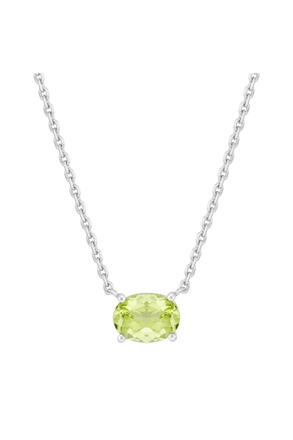 Oval Peridot Necklace in Sterling Silver
