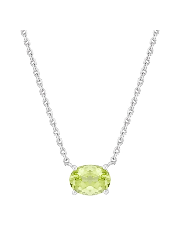 Oval Peridot Necklace in Sterling Silver