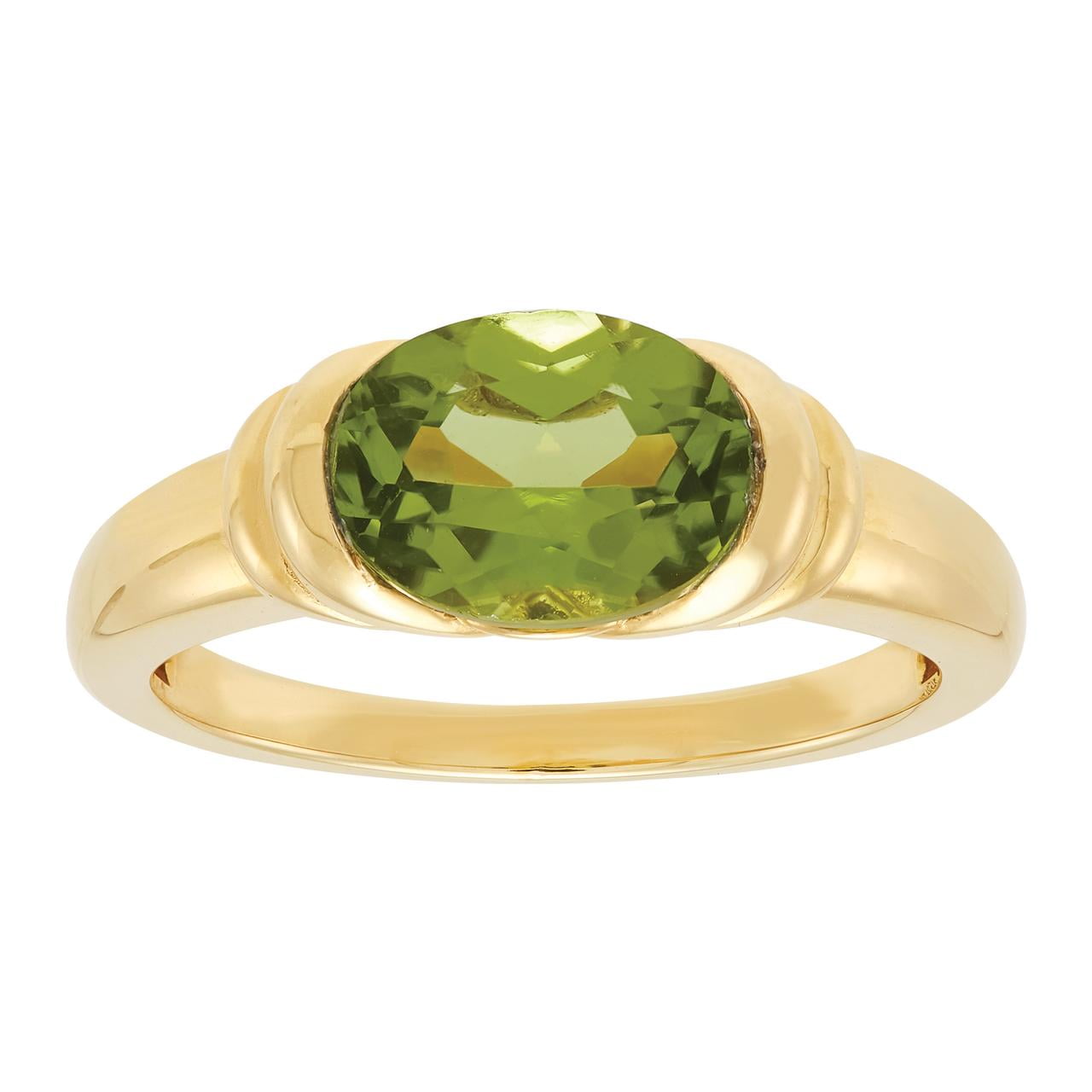 Brilliance Fine Jewelry Peridot Oval Ring in Sterling Silver with 14KT Gold Plate