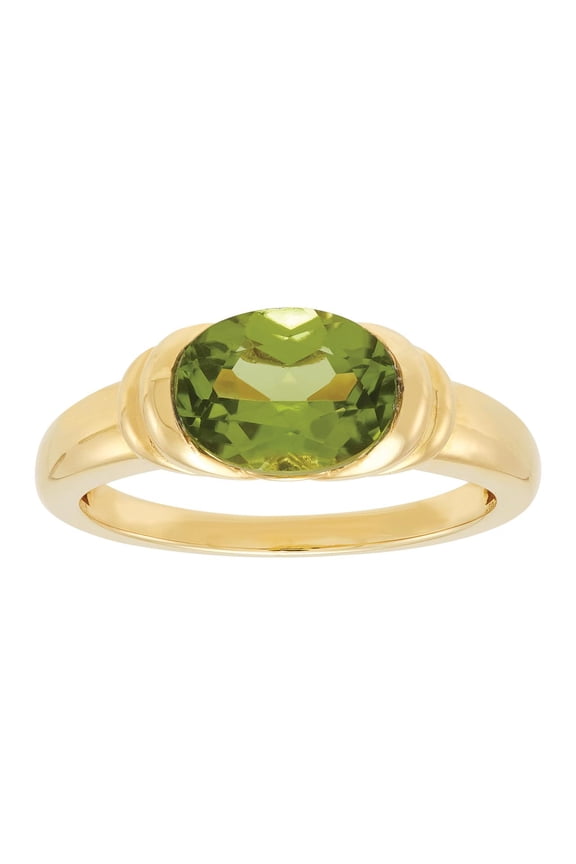 Peridot Oval Ring in Sterling Silver with 14KT Gold Plate