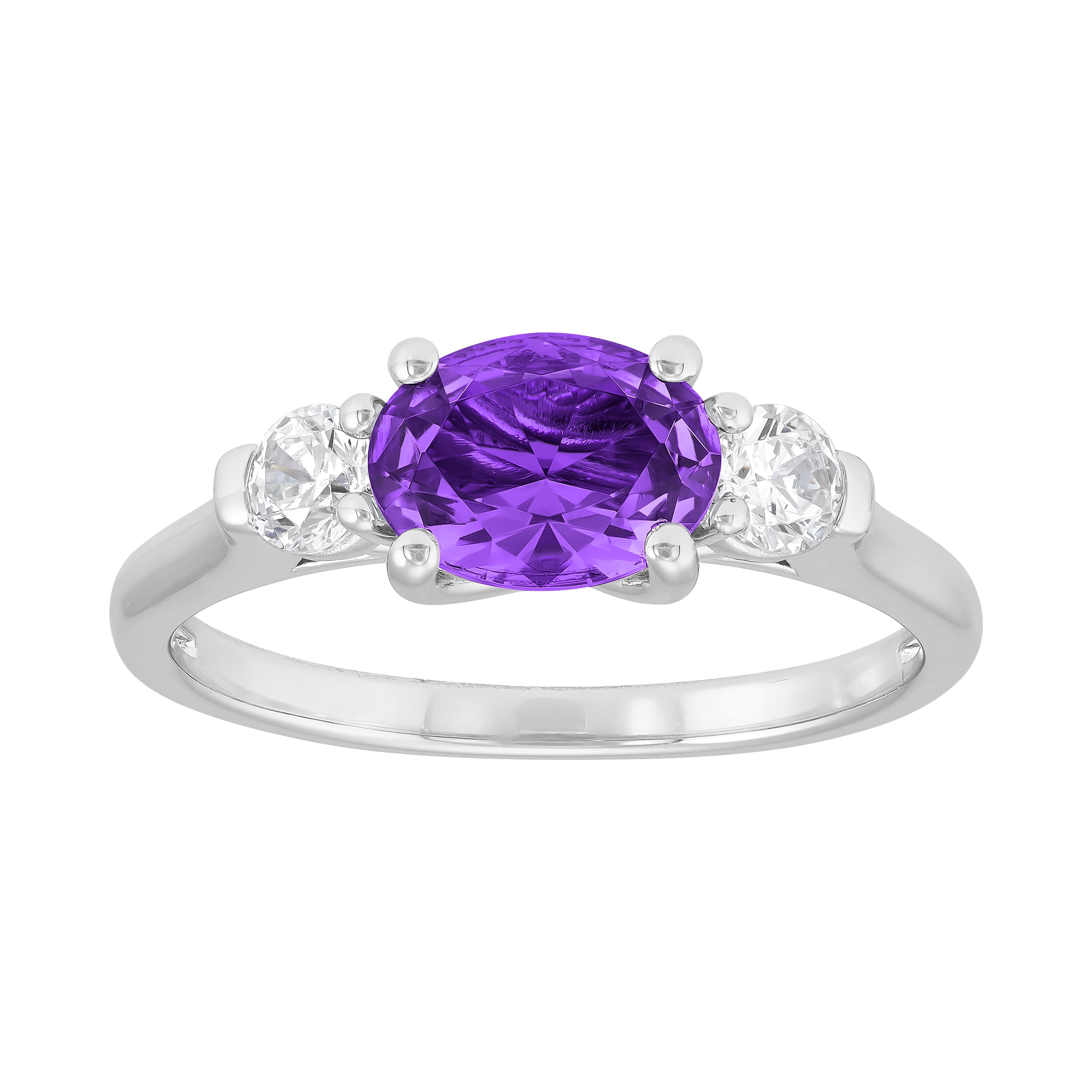 Brilliance Fine Jewelry Oval Simulated Amethyst Ring in Sterling Silver