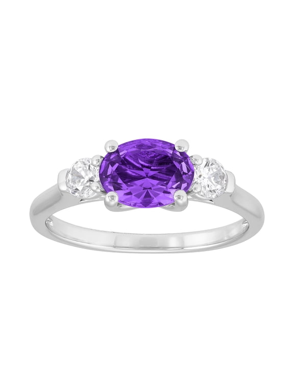 Oval Simulated Amethyst Ring in Sterling Silver