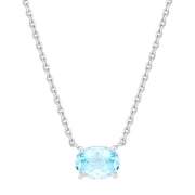 Brilliance Fine Jewelry Oval Simulated Aquamarine Necklace in Sterling Silver
