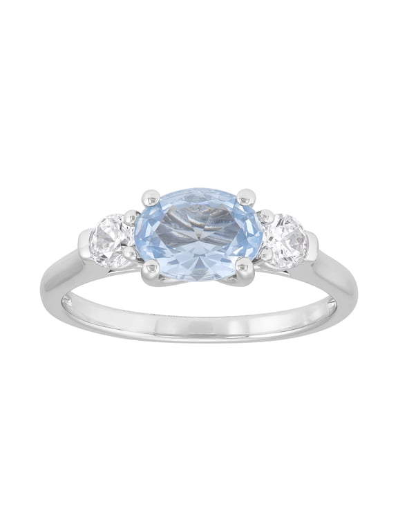 Oval Simulated Aquamarine Ring in Sterling Silver
