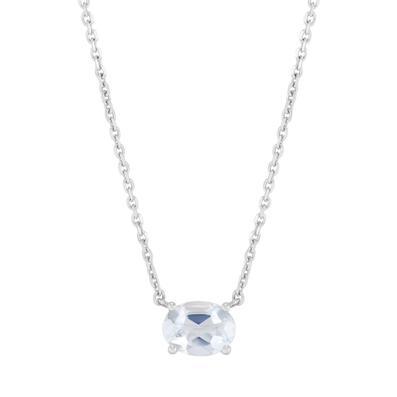 Brilliance Fine Jewelry Oval White Topaz Necklace in Sterling Silver